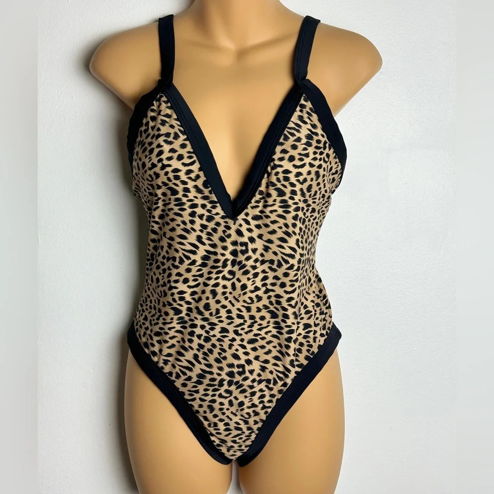 Leopard Print BEACH JOY one-piece Swimsuit Size Small